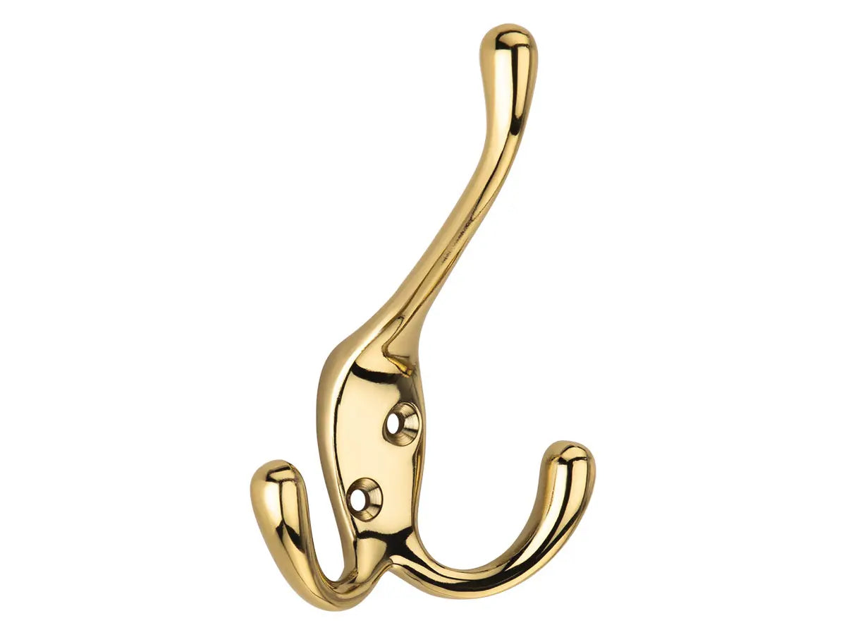 TRIPLE HAT & COAT HOOK BRASS