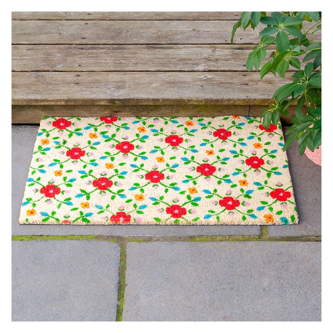 COIR DOORMAT FLORAL 73CM X 43CM X 1.5CM
