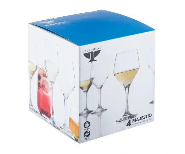 4 MAJESTIC WHITE WINE GLASSES