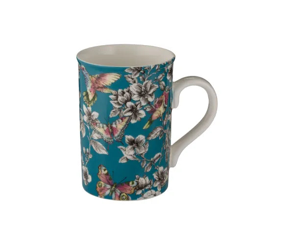 HUMMINGBIRD FLORAL TEAL MUG