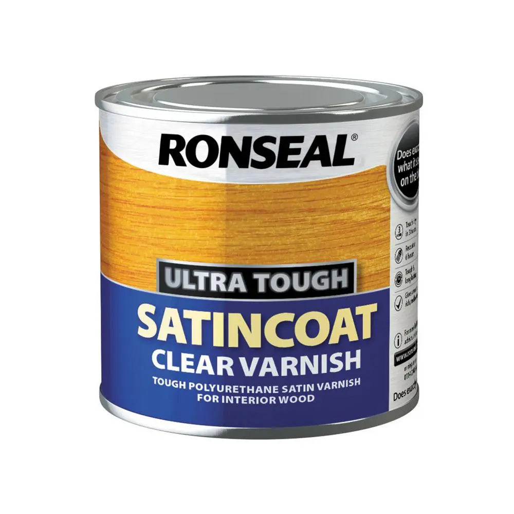 Ronseal Ultra Tough Clear Satincoat Varnish 250ml RONSEAL