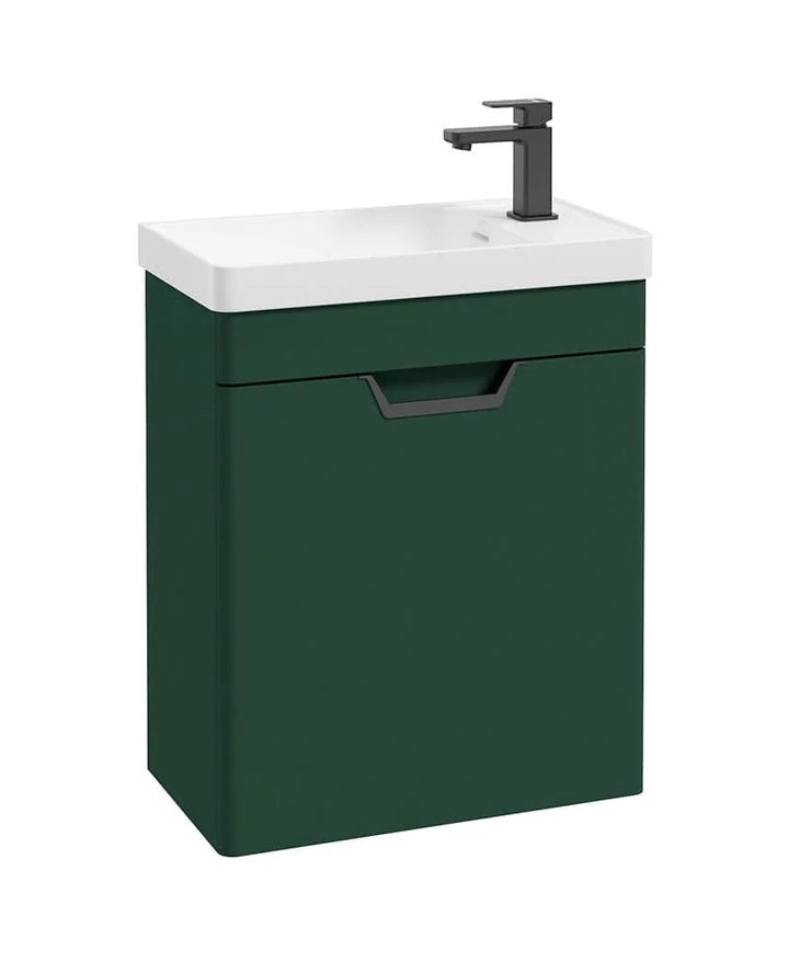 Freya 55cm Cloakroom Wall Hung Unit Black Handles - Coral Green