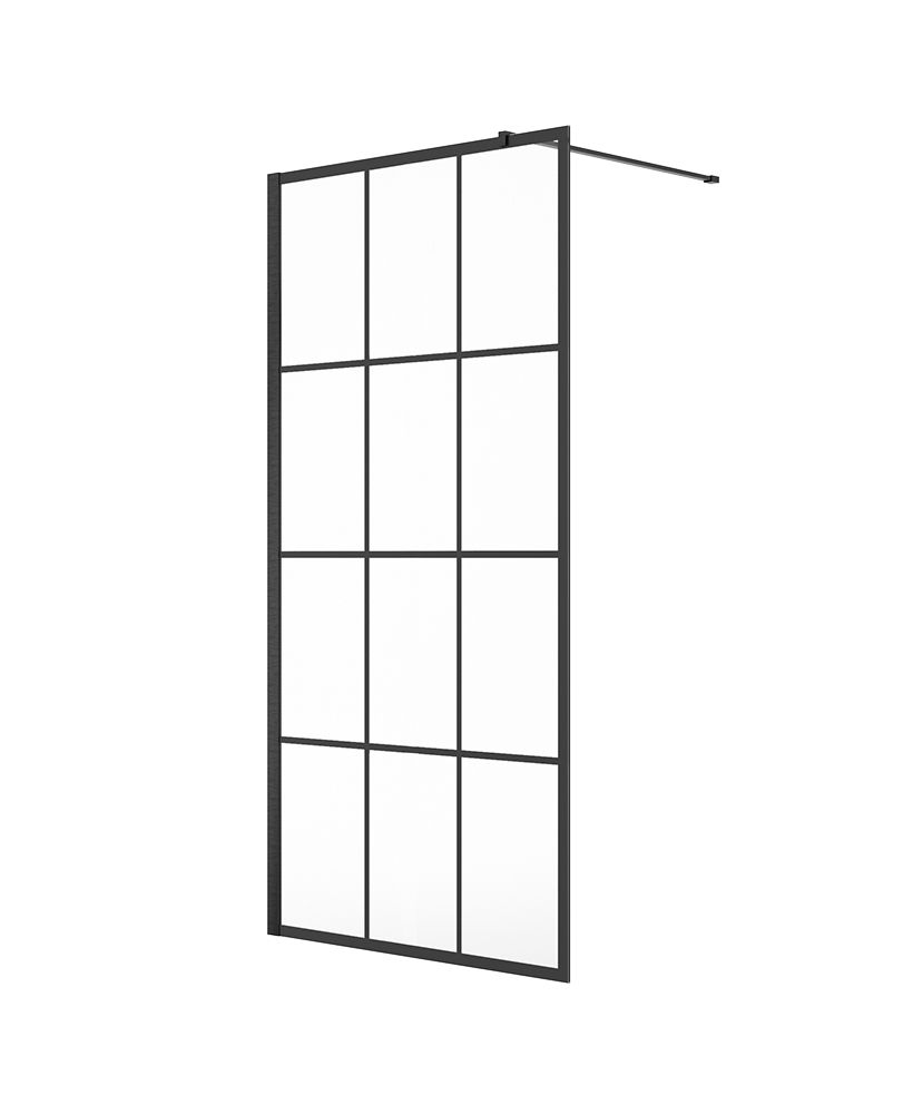 ASPECT 1100 MM WETROOM PANEL MATT BLACK TRELLIS