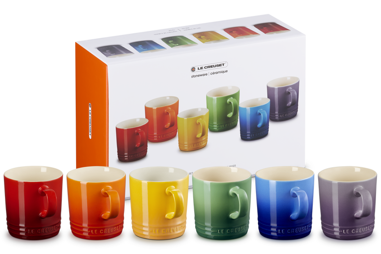 SET 6 RAINBOW CAPPUCCINO MUGS