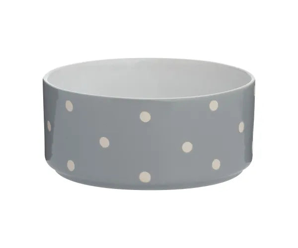 POLKA DOT GREY 18 CM DOG BOWL