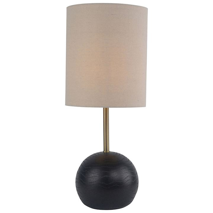 Black Ball Table Lamp with Oatmeal Shade