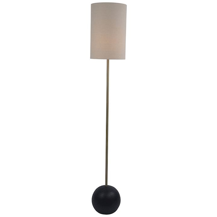 BLACK BALL FLOOR LAMP WITH OATMEAL SHADE