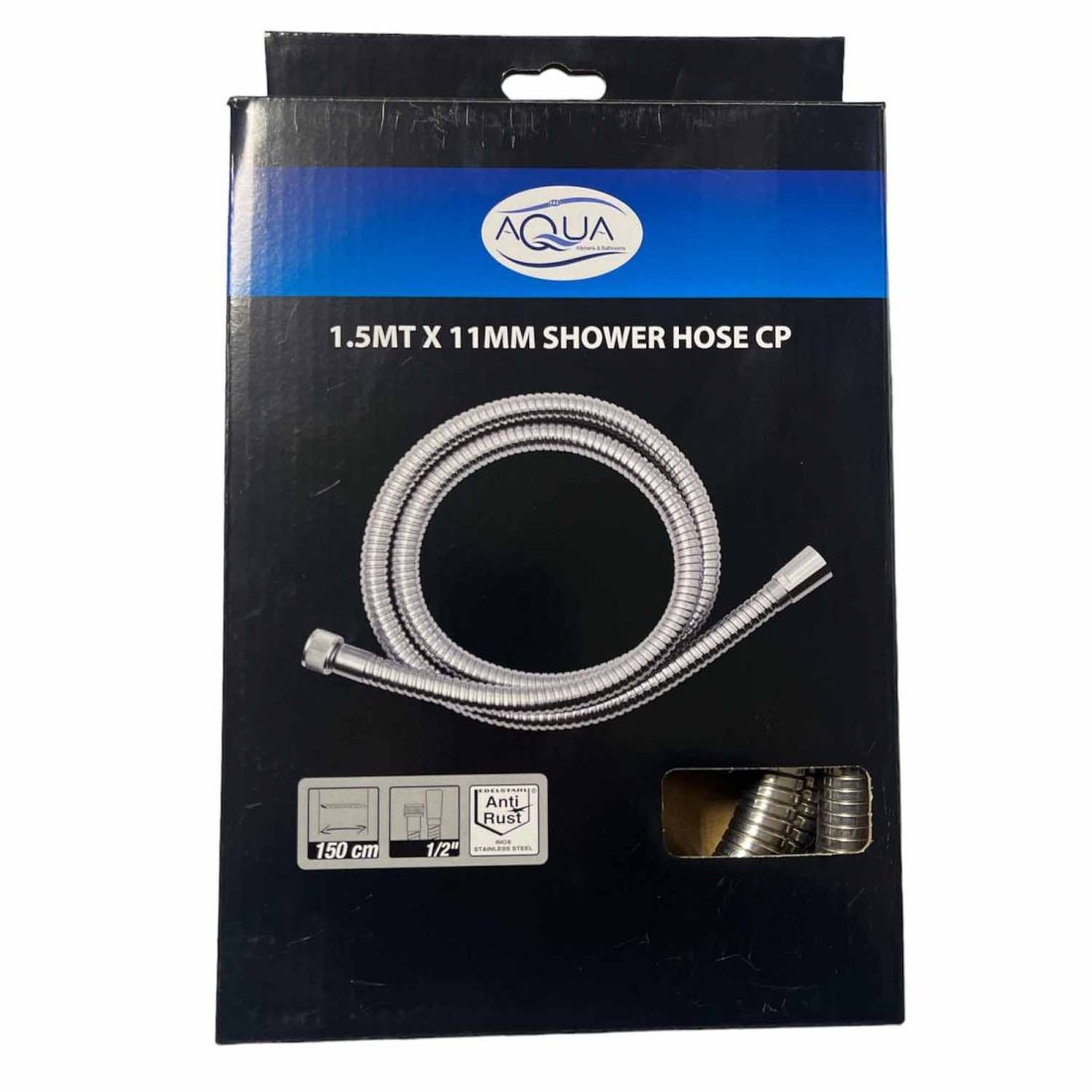 AQUA 1.5M X 11MM SHOWER HOSE CP