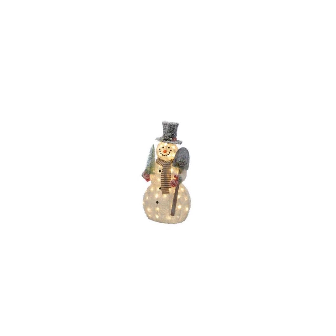 FESTIVE LED LIT TINSEL SNOWMAN WITH SHOVEL 120CM