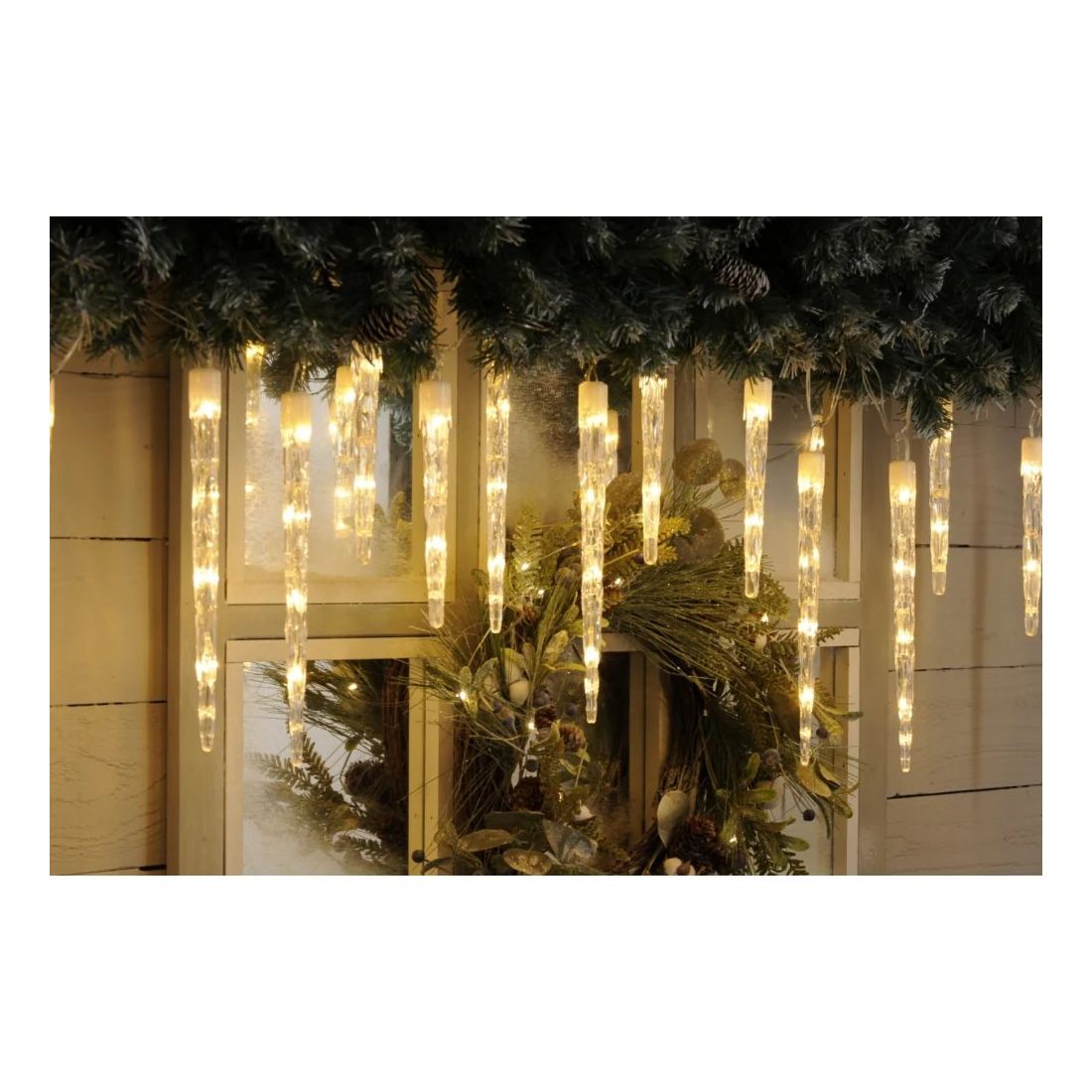 FESTIVE 24 COLOUR CHANGING ICICLE LIGHTS WHITE TO WARM WHITE
