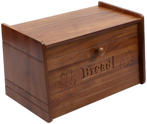 ACACIA BREAD BIN CARVED