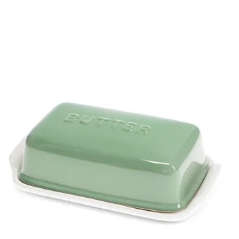 CERAMIC BUTTER DISH GREEN
