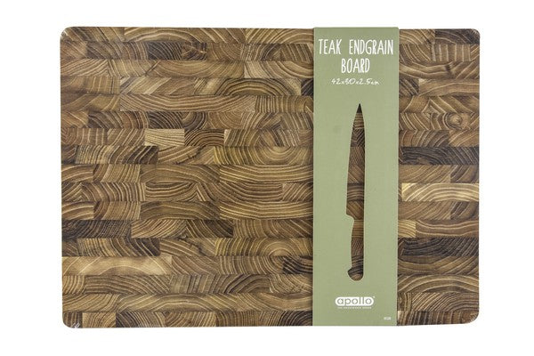APOLLO TEAK ENDGRAIN CUTTING BOARD 42CM X 30CM