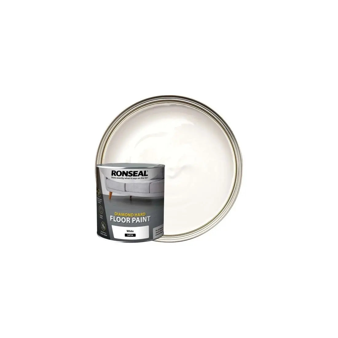 RONSEAL DIAMOND HARD SATIN FLOOR PAINT WHITE 2.5L RONSEAL