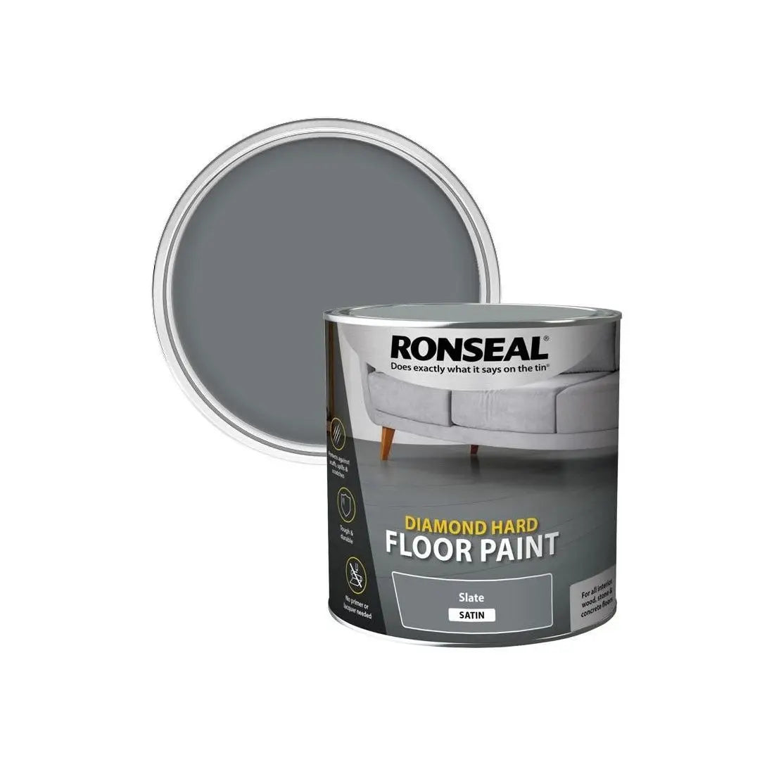 Ronseal Diamond Hard Satin Floor Paint Slate Grey 2.5l RONSEAL