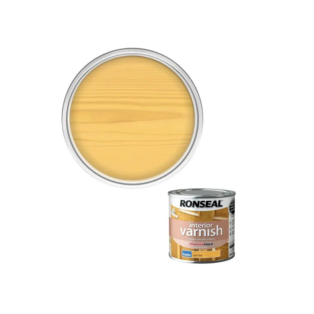 Ronseal Diamond Hard Interior Satin Varnish Light Oak 250ml RONSEAL