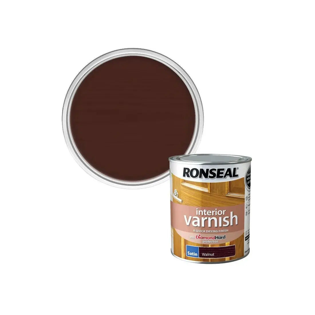 RONSEAL DIAMOND HARD INTERIOR VARNISH WALNUT 750ML RONSEAL