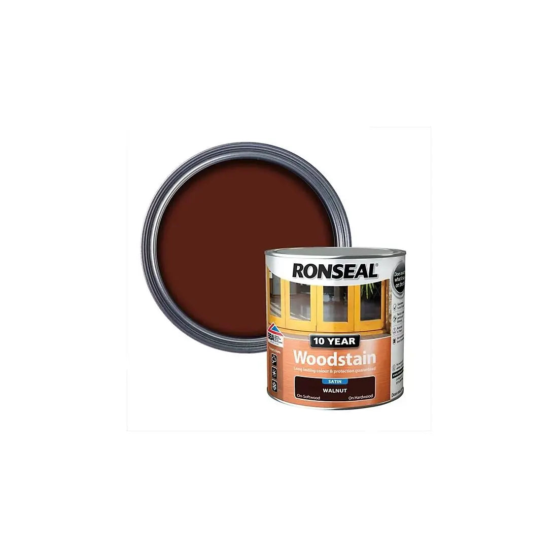 RONSEAL 10 YEAR SATIN WOODSTAIN WALNUT 750ML RONSEAL