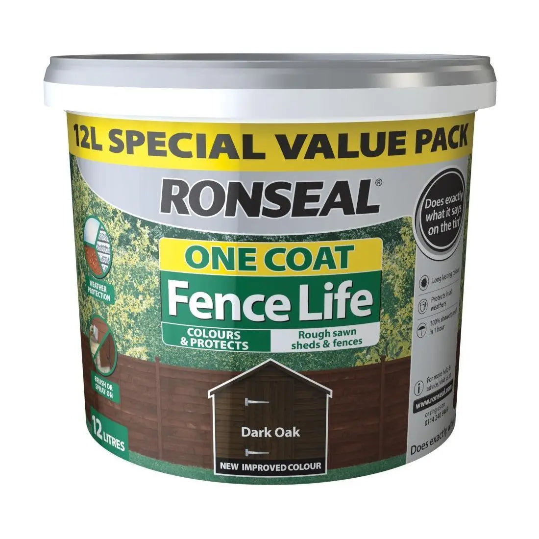 RONSEAL ONE COAT FENCE LIFE DARK OAK 9L+33% EXTRA FREE RONSEAL