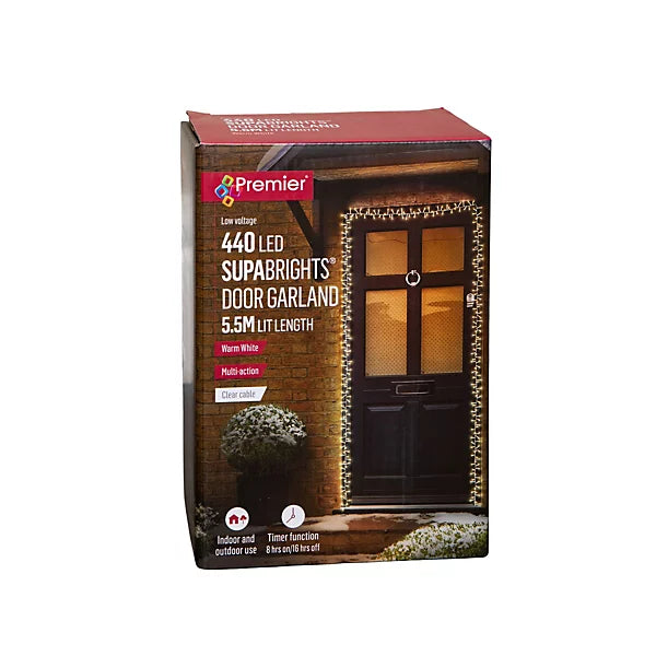 440 LED SUPERBRIGHT DOOR GARLAND 5.5 M WARM WHITE