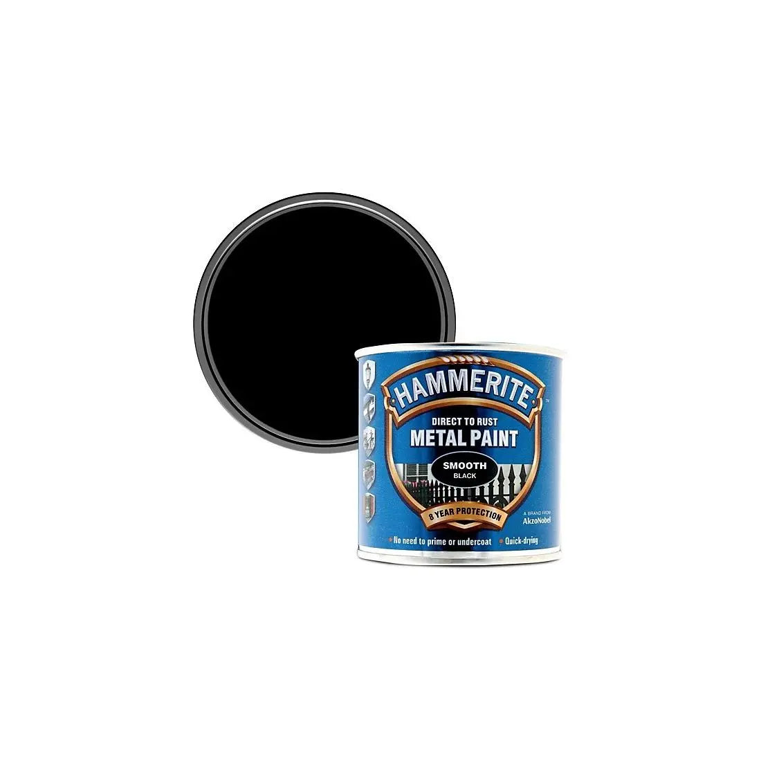 Hammerite Metal Paint Smooth Black 250ml DULUX