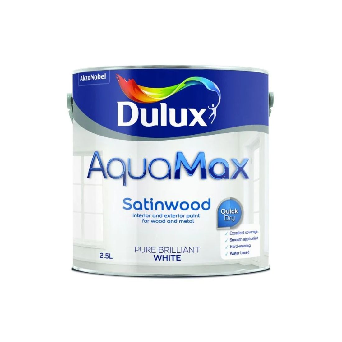 DULUX AQUAMAX SATINWOOD PURE BRILLIANT WHITE 2.5L