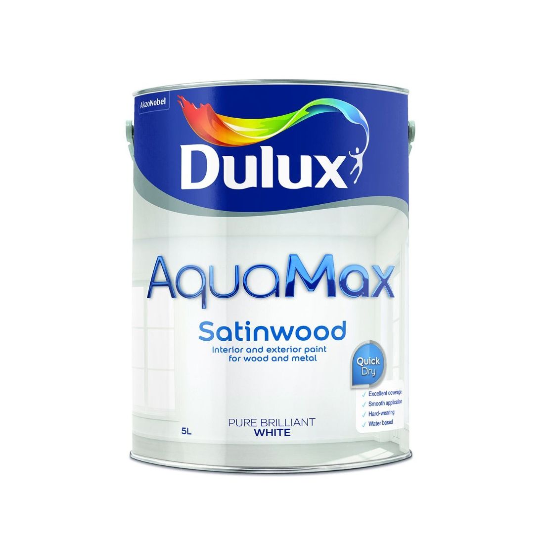 DULUX AQUAMAX SATINWOOD PURE BRILLIANT WHITE 5L