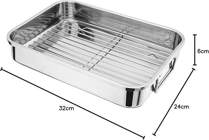 32CM S/S ROASTING PAN WITH RACK
