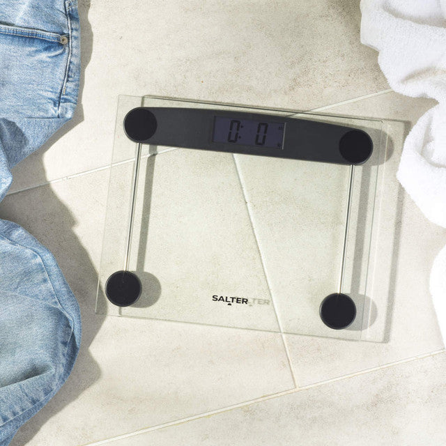 SALTER ELECTRONIC COMPACT BATHTROOM COMPACT SCALES GLASS BLACK