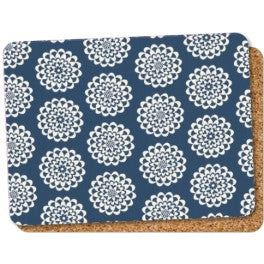 Blue Retro Floral Set of 6 Table Mats