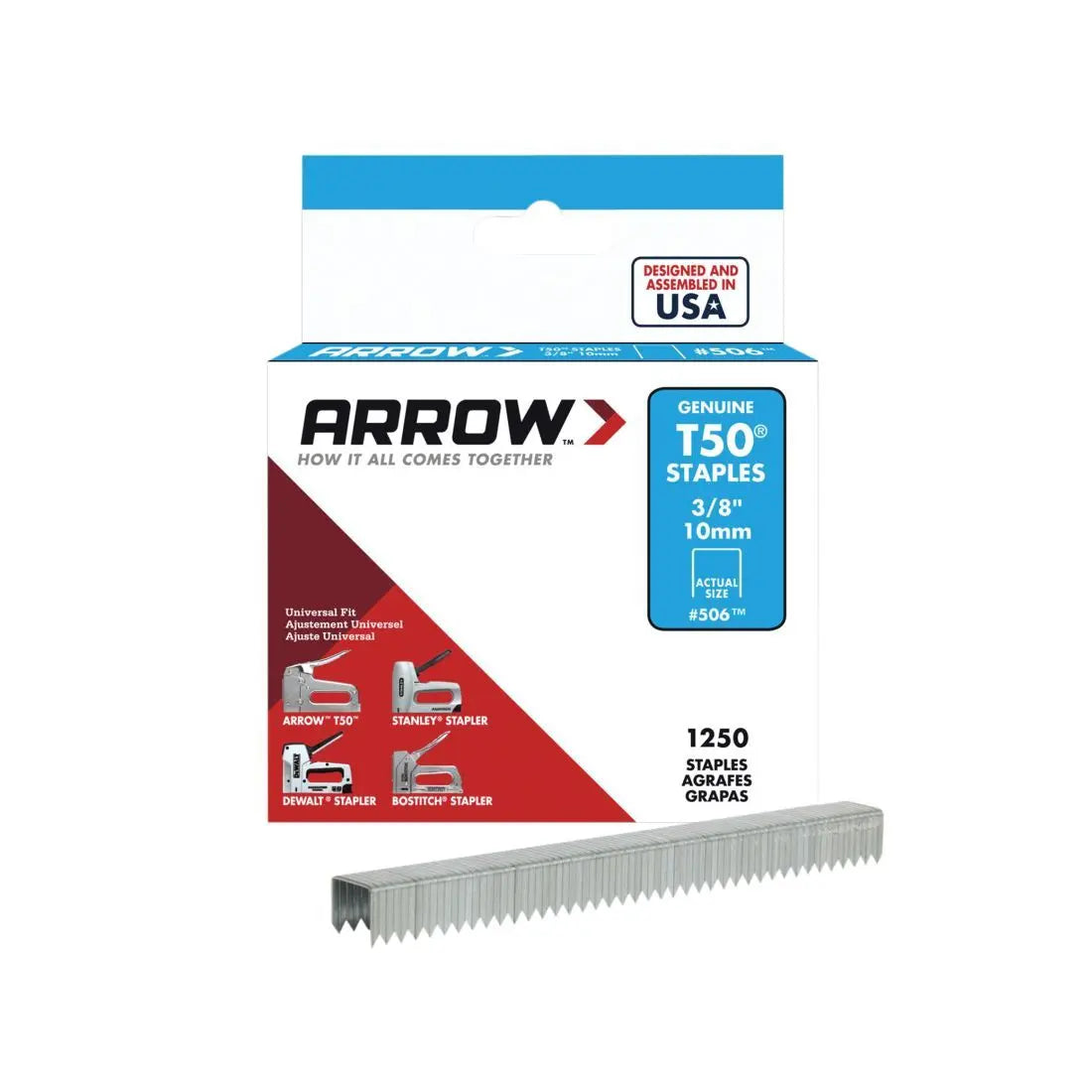 ARROW 10MM T50 STAPLES 1250 BOX TOOLBANK