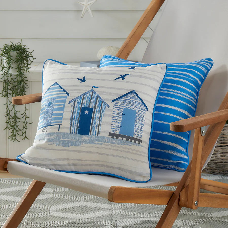 cushion 43 x43 cm beach hut blue outdoor