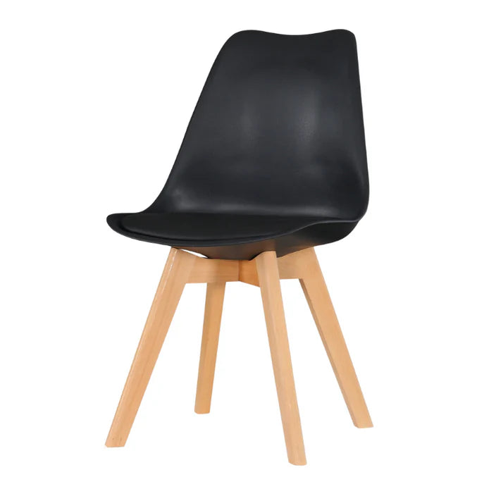 Eames style dining chair with padded seat - Black