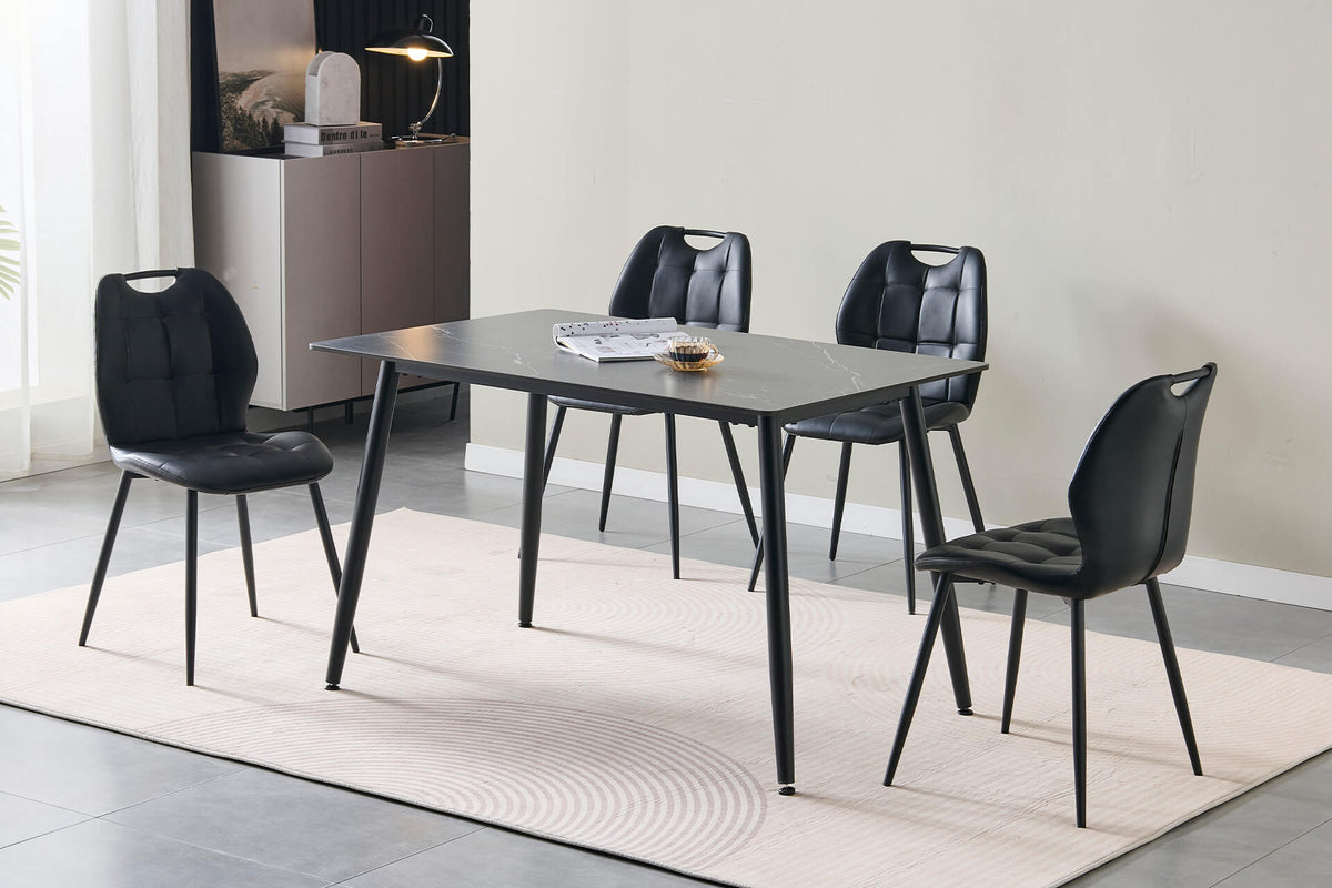 ALVA PU DINING CHAIR BLACK