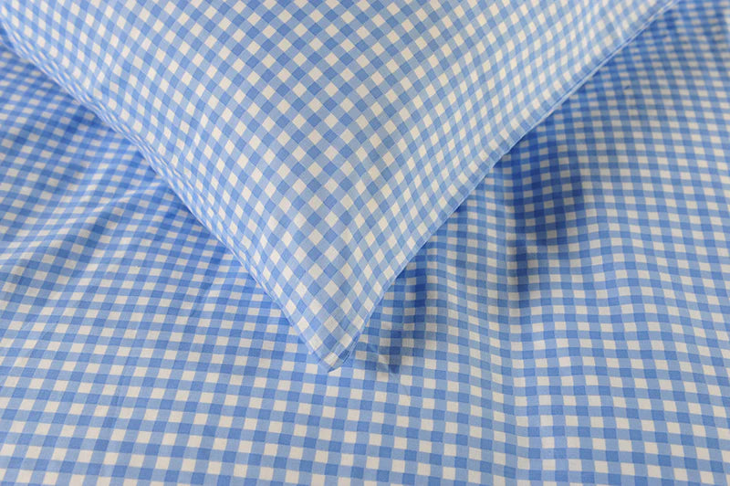 Blue Gingham Duvet Cover King Size | 100% Cotton Bedding