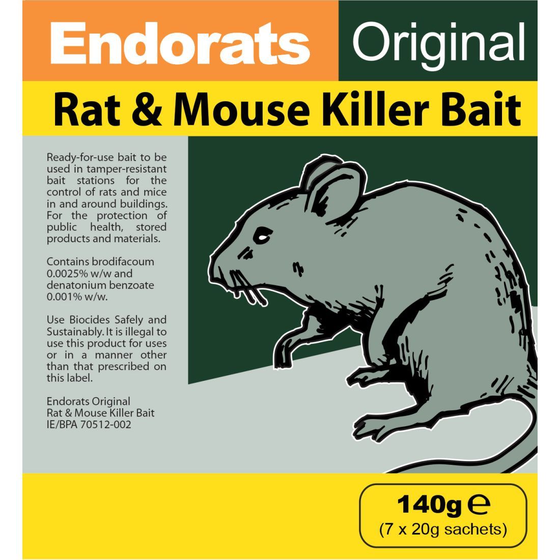 ENDORATS RAT & MOUSE BAIT 140G