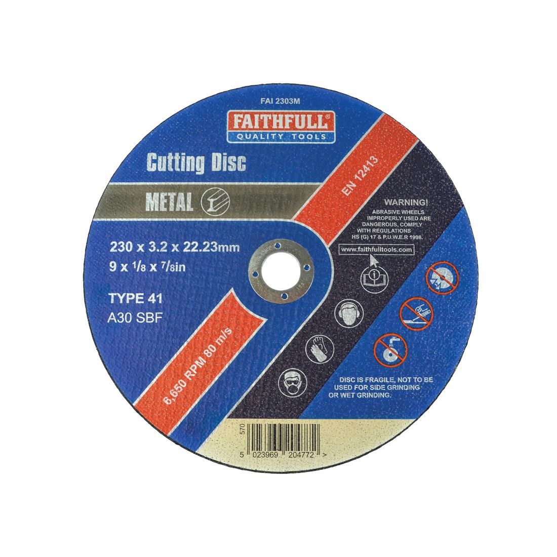 Faithfull Cutting Metal Disc 230mm x 3.2mm x 22.23mm