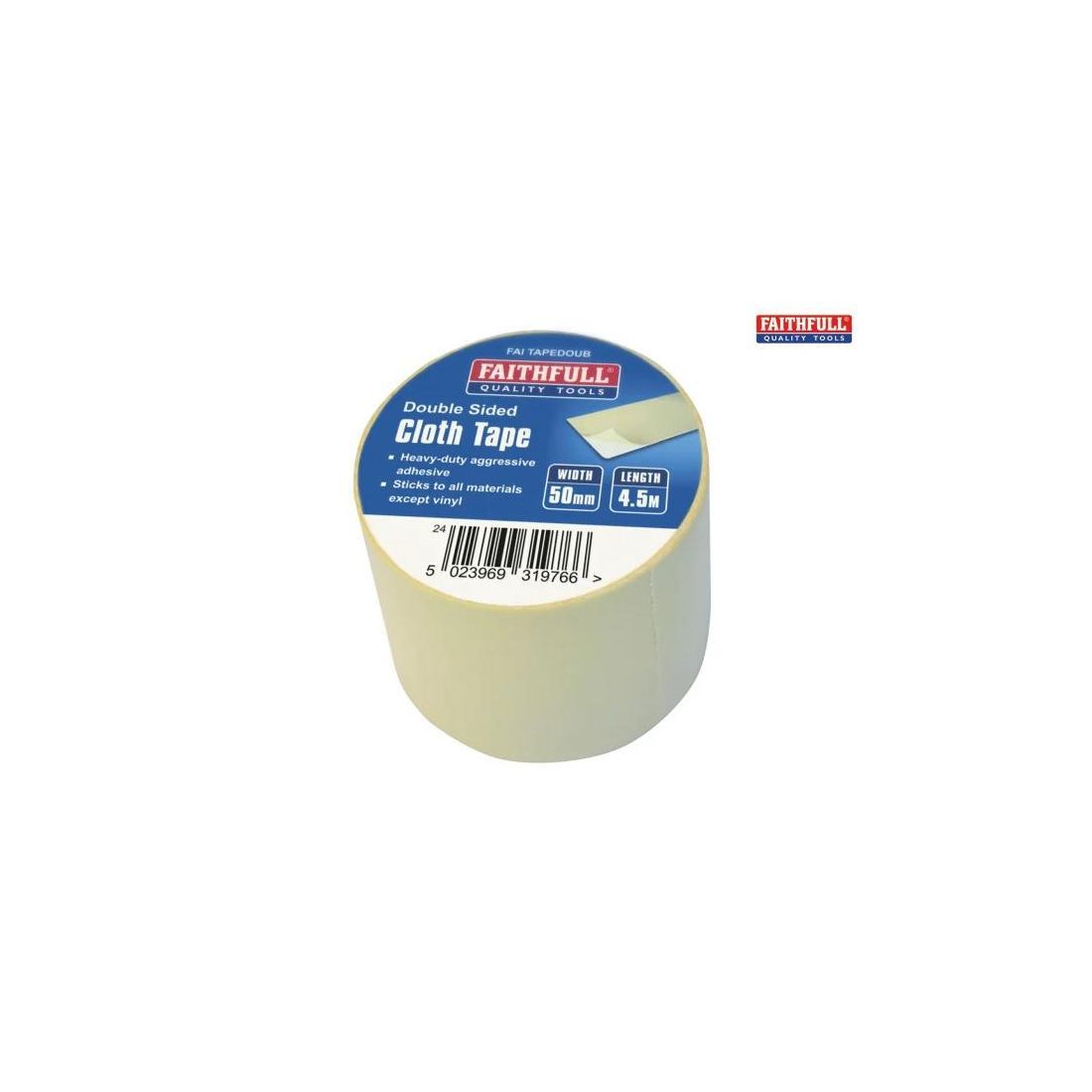 Faithfull Heavy-Duty Double Sided Cloth Tape 50mm X 4.5m