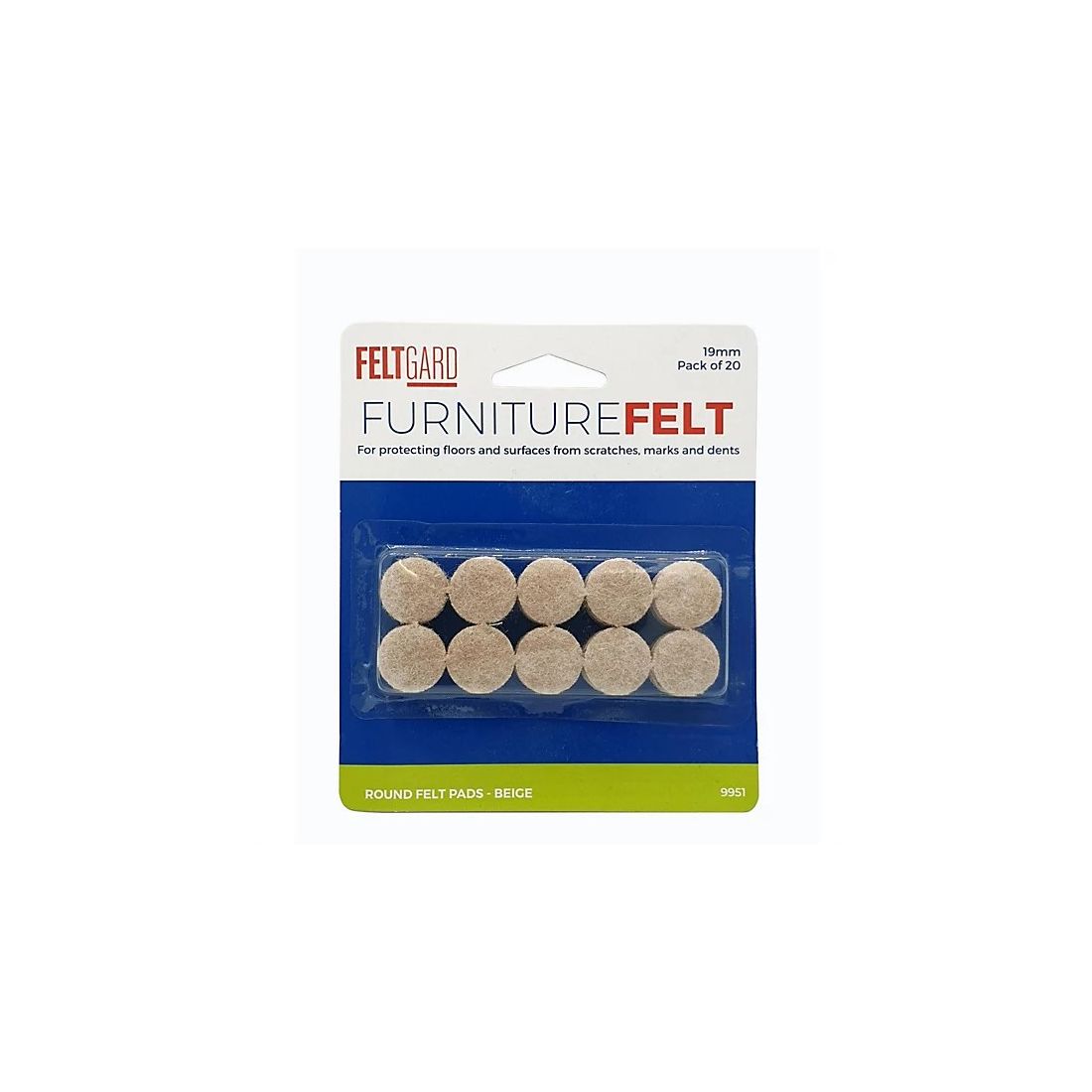FeltGard Round Furniture Felt Beige 19mm