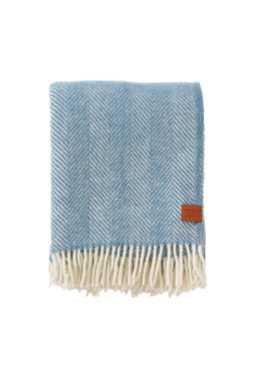 THROW HERRINGBONE CLOUDY BLUE 25% RECYCLED WOOL & 75% LAMBSWOOL 130 X 180