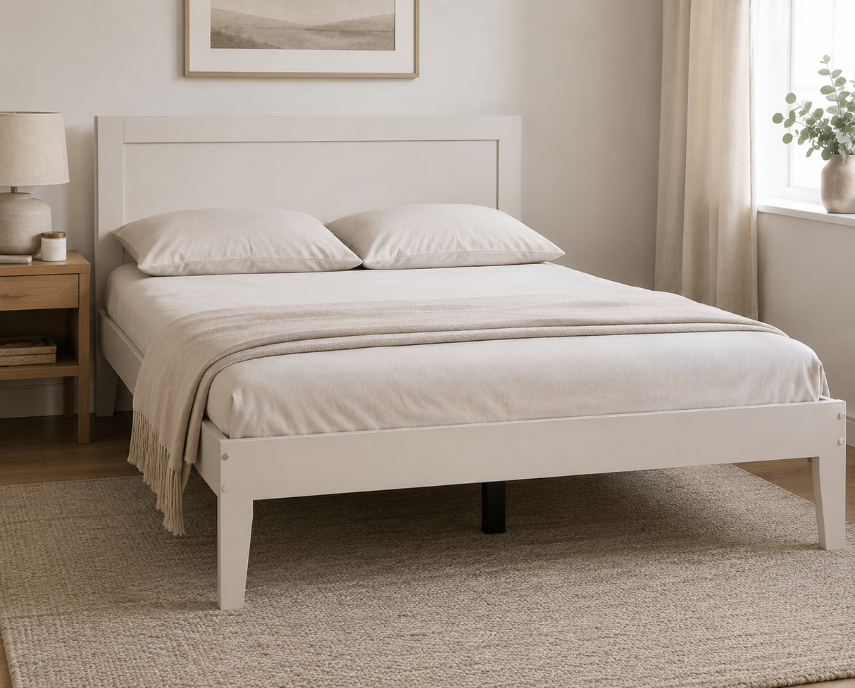 Luna Taupe 4ft6 Double Bed Frame with modern taupe finish and wooden slat base