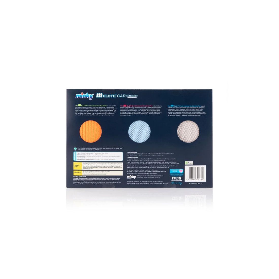 MINKY M-CLOTH ANTI-BACTERIAL CAR SET PACK OF 3