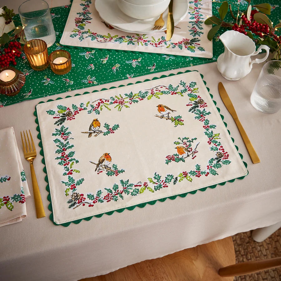 PLACEMATS CHRISTMAS ROBIN SET OF 2