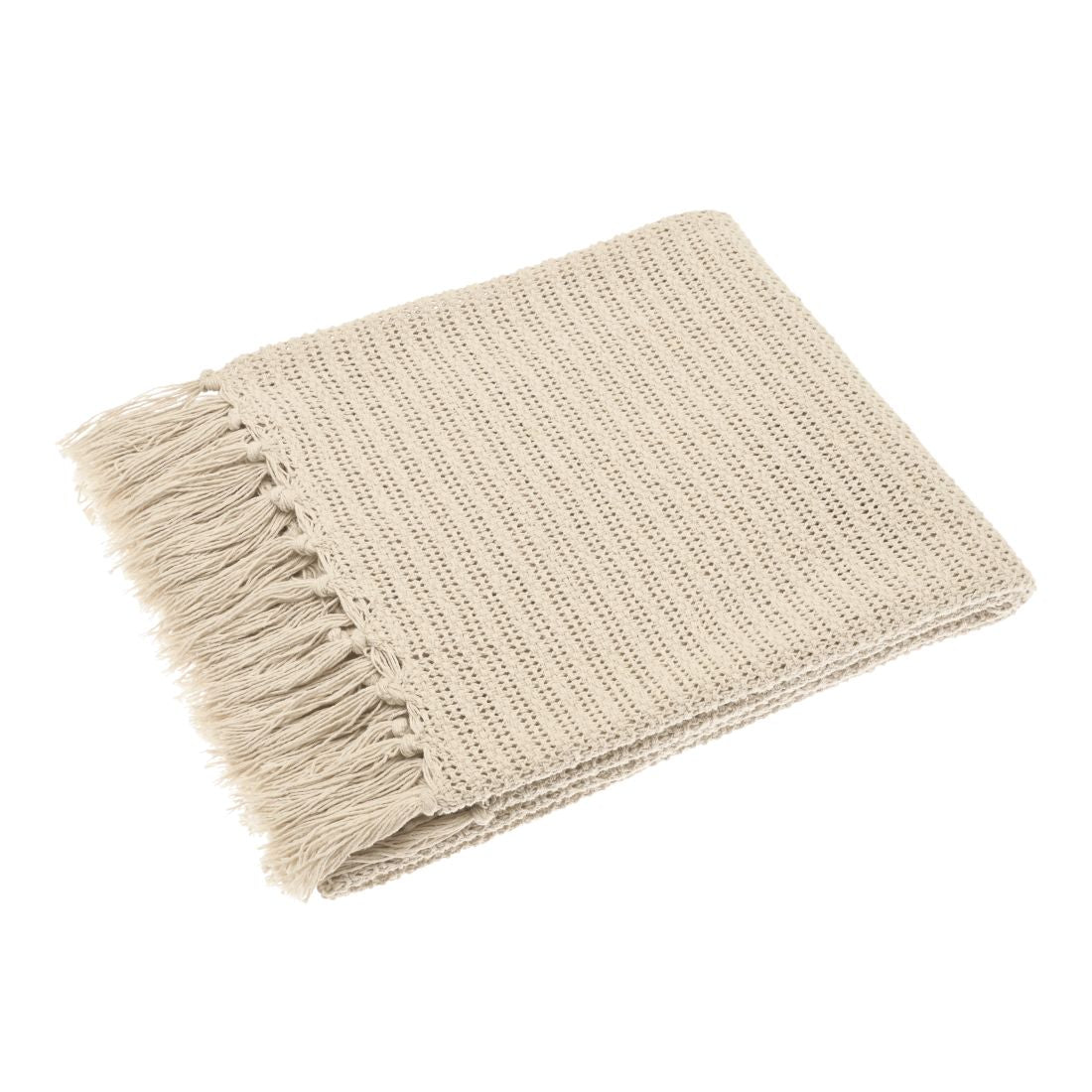THROW CRCHET WEAVE CREAM 127 X152 CM