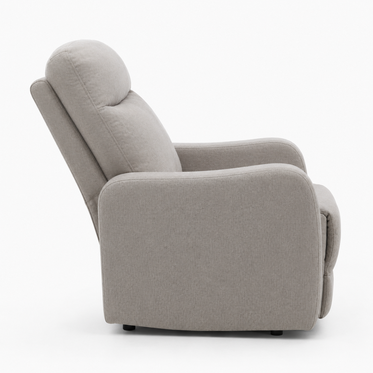 Como recliner chair in sand beige, additional view showing armrest and cushioned backrest