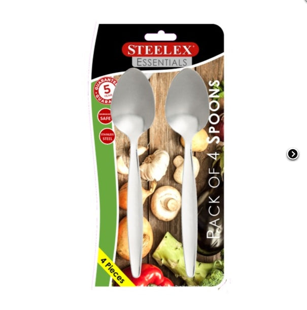 STEELEX 4 CARDED DESSERT SPOONS