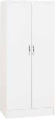 NEVADA 2 DOOR ALL HANGING WARDROBE- WHITE GLOSS