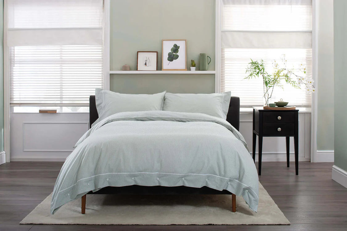Green/White Stripe Duvet Cover King Size