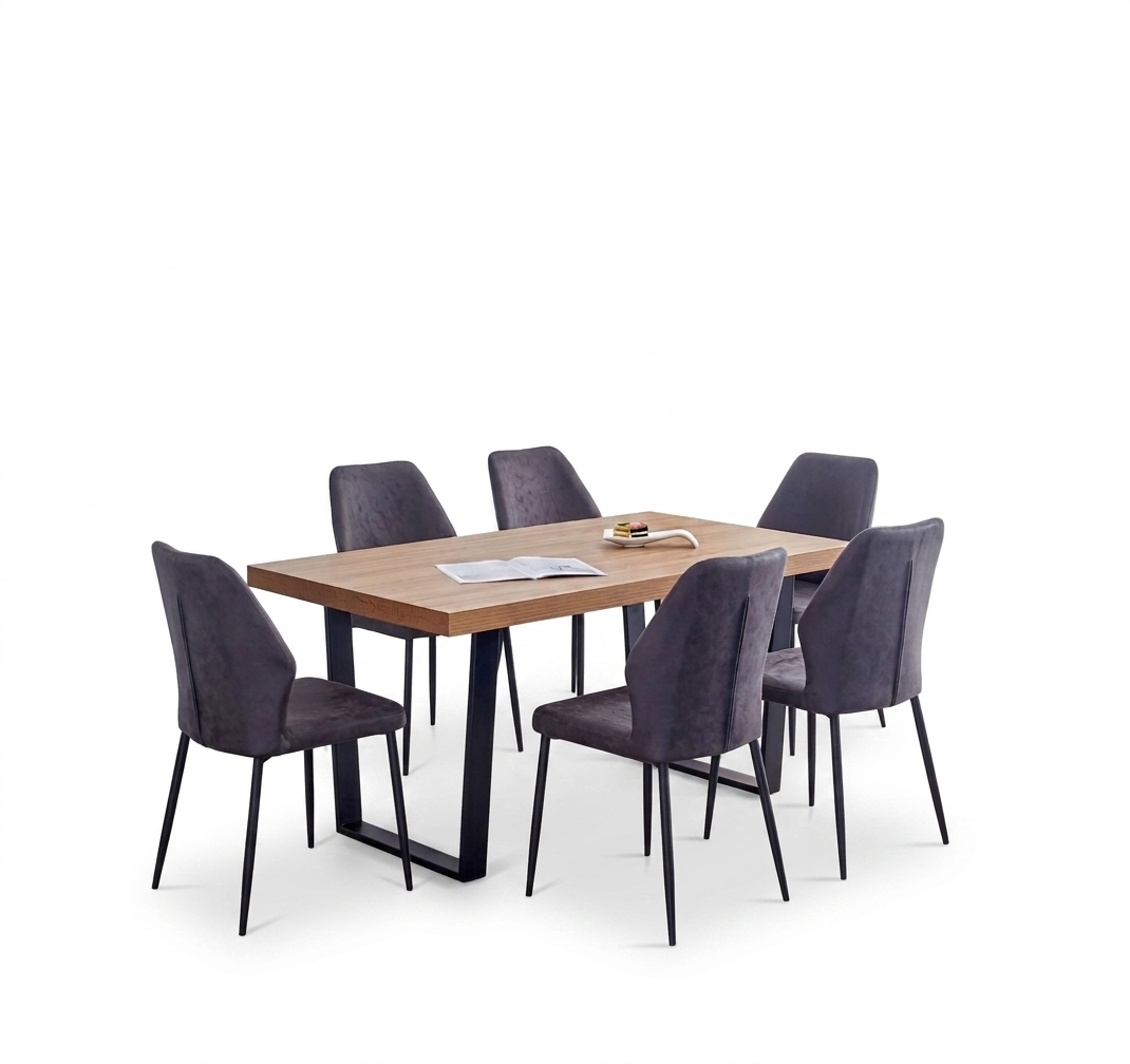 The Dark Oak & Microfibre Dining Suite