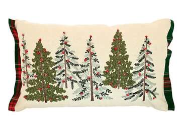 CUSHION WINTER WOODS WITH TARTAN FRINGE POLYESTER FILLED 30 X 50 CM